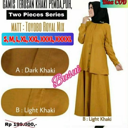 [PRODUK ATC] Gamis PEMDA PNS PDH Khaki seragam kerja pdl TOYOBO busui baju simple ASN jumbo polos Or