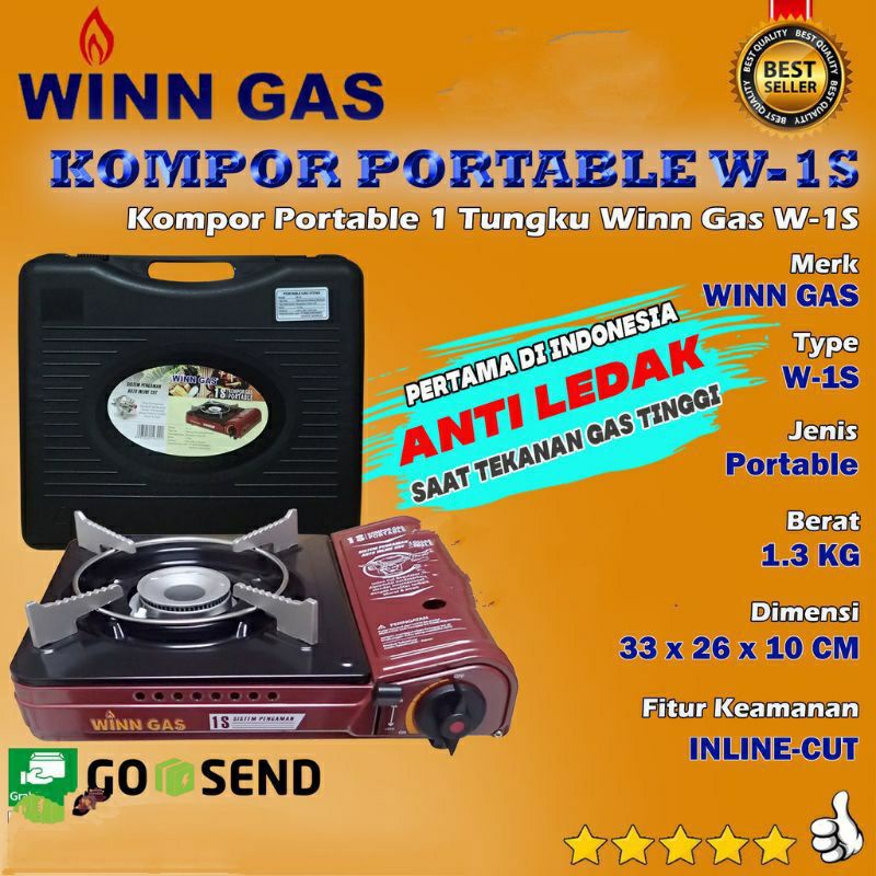 kompor portable winn gas W 1S ,  2S / kompor winn gas portable +  koper