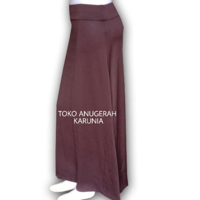 Rok Panjang Polos kaos rayon dan spandek-coklat tua