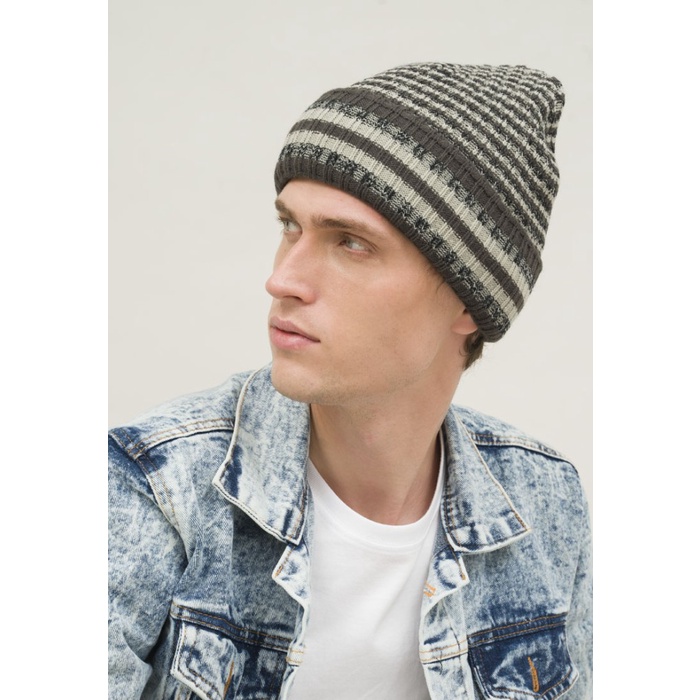 Topi Kupluk Rajut Beanie Hat Polos Topi Gunung Hitam Garis