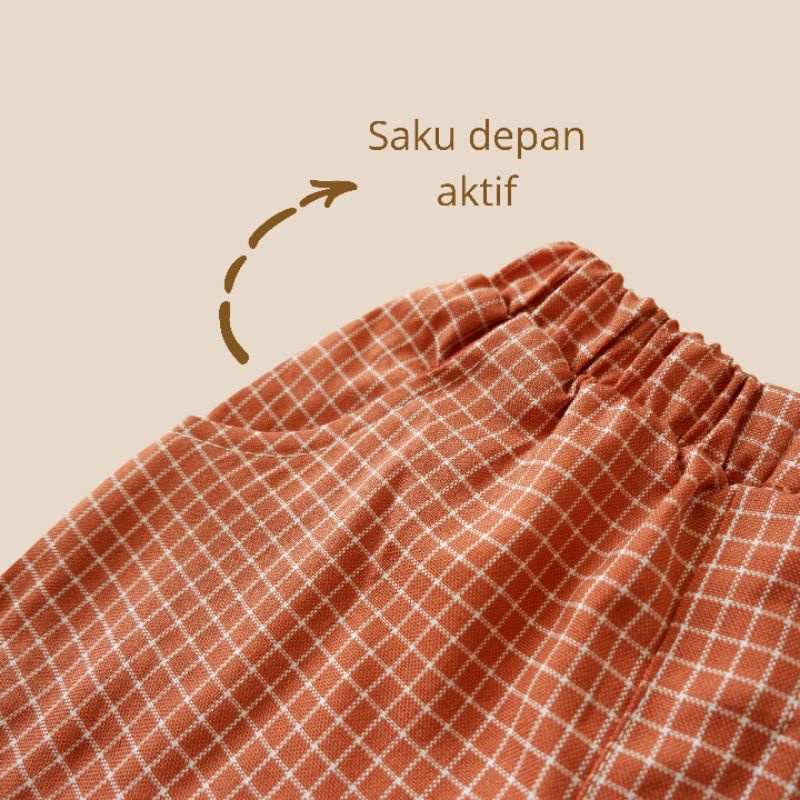 Kidfunkids Celana pendek anak bayi kotak flanel UNISEX 9bulan-5tahun HOP