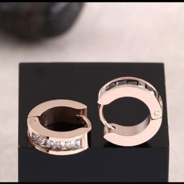 Anting Titanium Asli Jepit Permata Zircon Fashion Korea Stylish Anti Karat & Alergi MYG-238-C