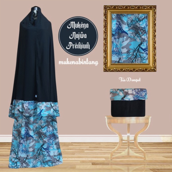 MUKENA KATUN RAYON JUMBO MUKENA DEWASA TAS CANTIK - Hitam Limited