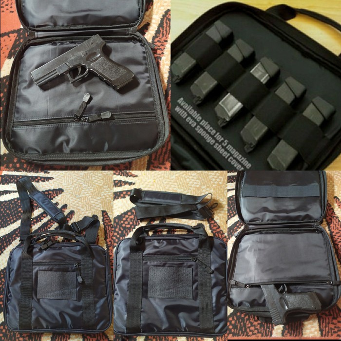 Tas Pistol Hand Gun Bag Range Case Glock Holster Gunbag Gun Bag Tas Senjata