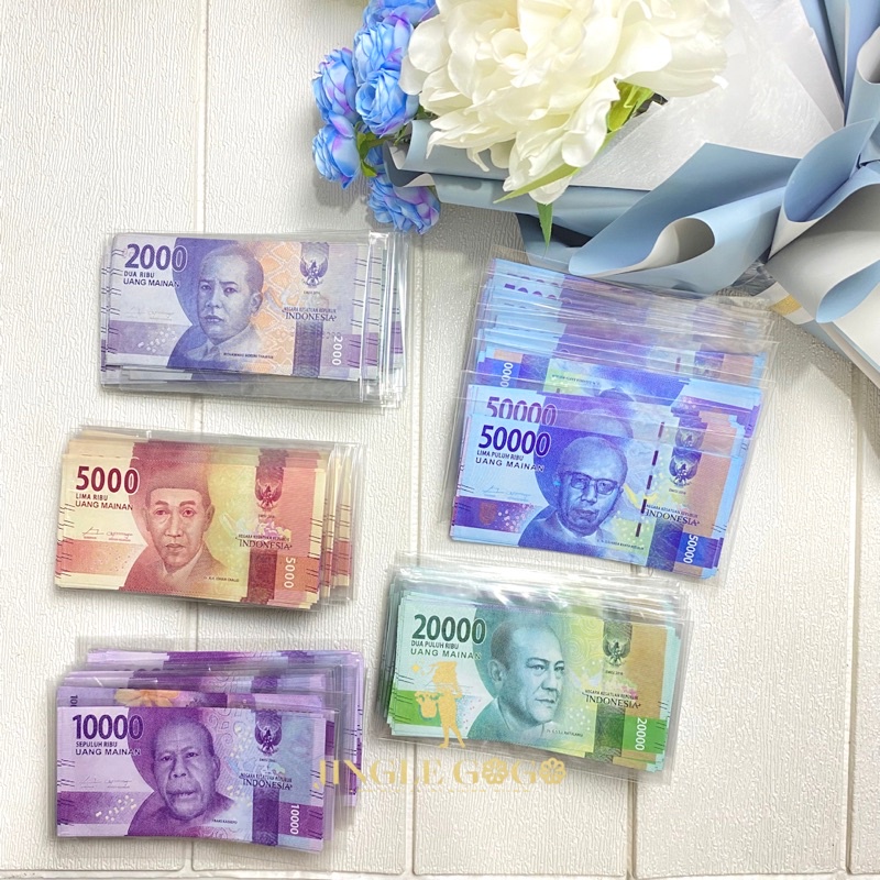 ( Isi 15 lembar ) Uang Mainan / Uang Mahar / Uang Palsu / Replika Rupiah untuk Hiasan Mahar Seseraha