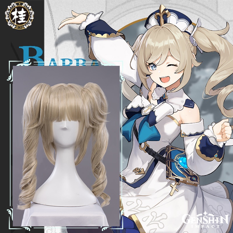 PREORDER UWOWO Game Genshin Impact Barbara Cosplay Wig Shining Idol Cosplay Wigs Deaconess Linen Twi