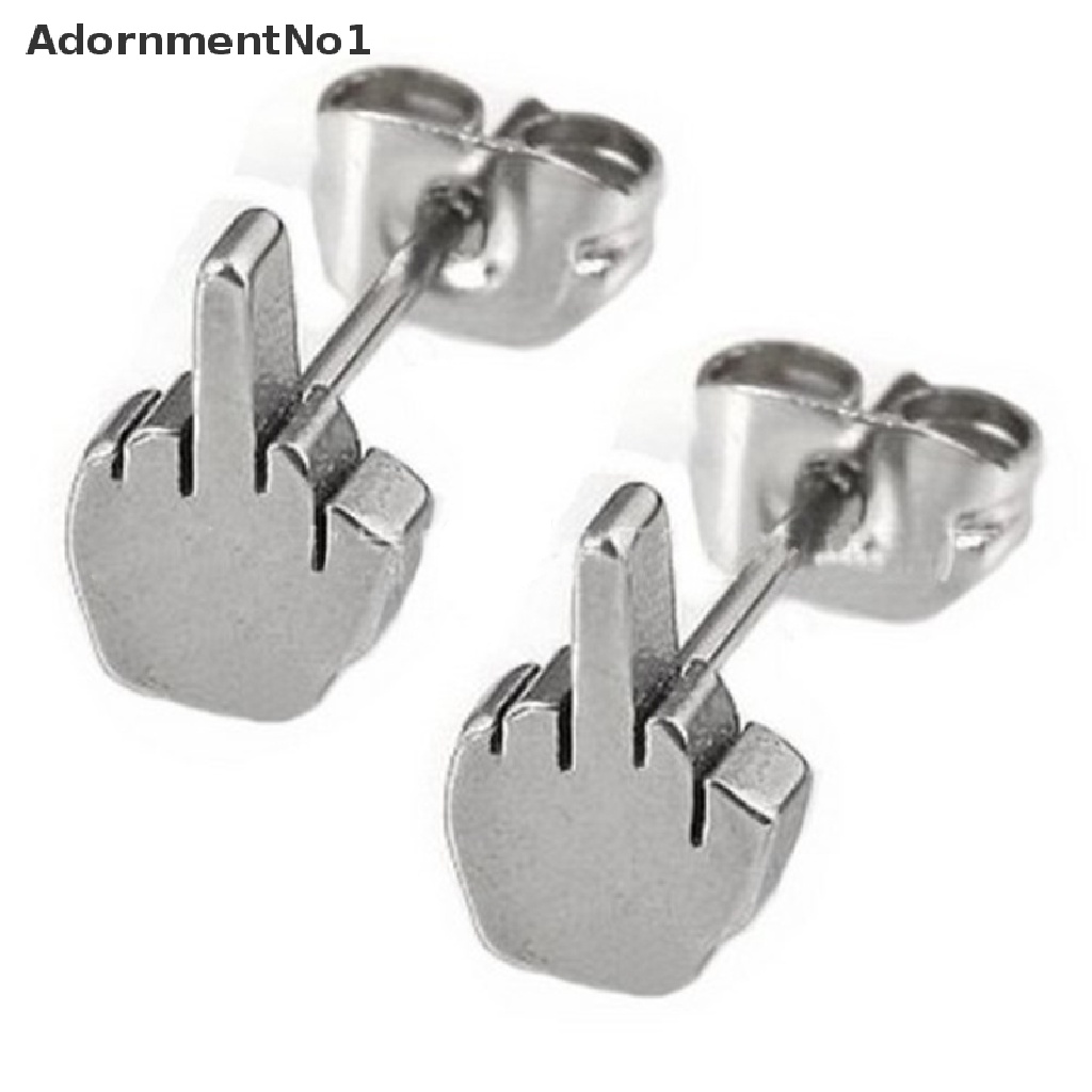 (AdornmentNo1) 2pcs Anting Tusuk Gaya Punk Bahan Stainless Steel Warna Hitam Untuk Pria / Wanita