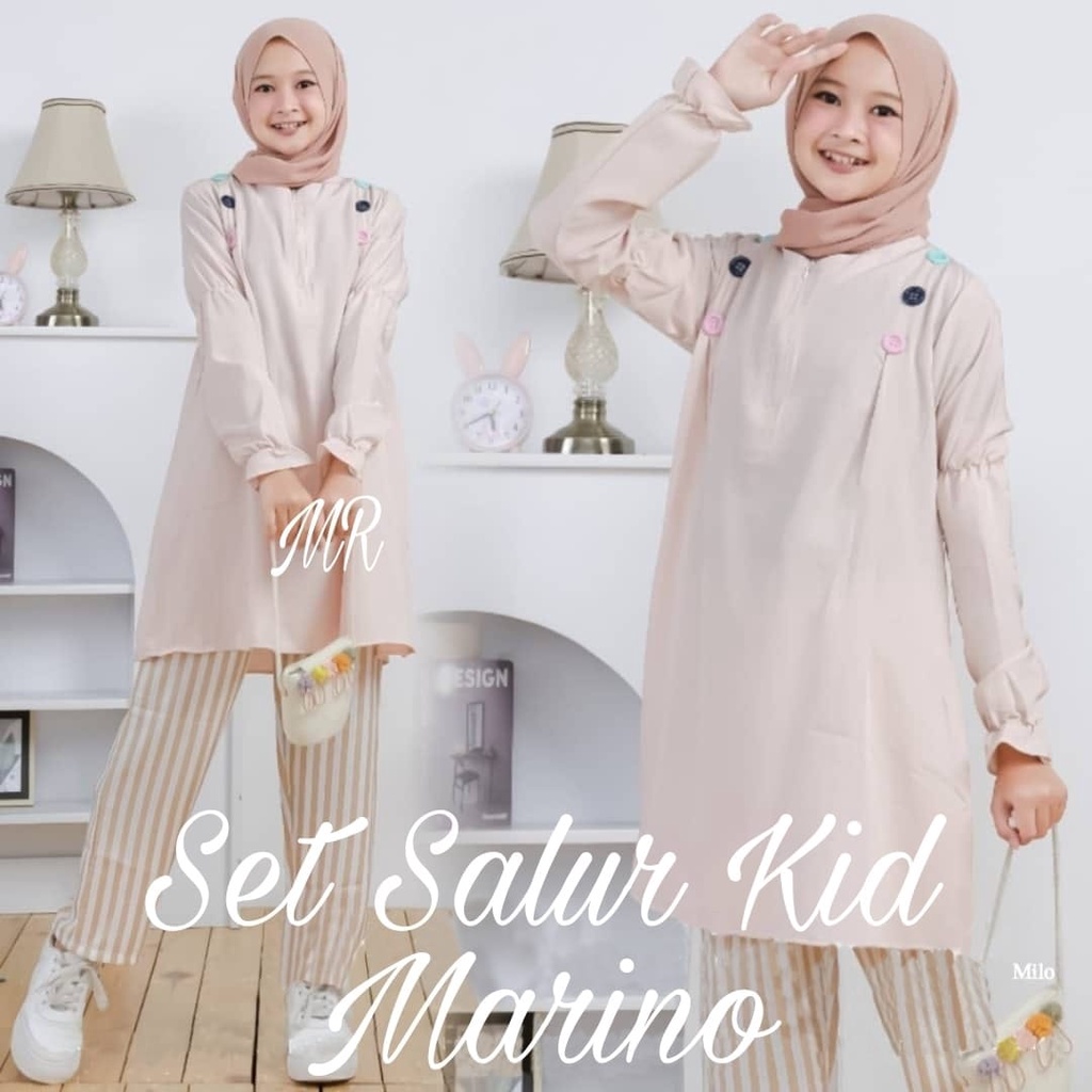 PCS SET SALUR KID MARINO SETELAN ATASAN DAN CELANA FASHION PAKAIAN ANAK PEREMPUAN MR 2 UKURAN M L ADA VIDEO REVIEW PRODUK