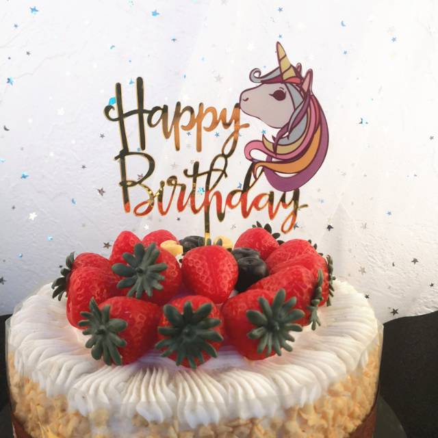 Cake Topper Happy Birthday Unicorn Dekorasi Hiasan kue Ultah Tema Unicorn My Little Pony Murah