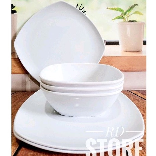 PROMO 6.PCS / ISI 3.PIRING &amp; 3.MANGKOK MELAMINE POLOS