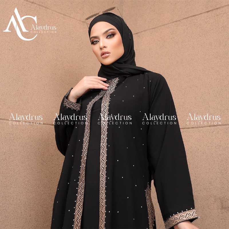 Baju Muslim Abaya Bordir Gamis Maxi Dress Arab Saudi Bordir Zephy Turki Umroh Sifon tengah India