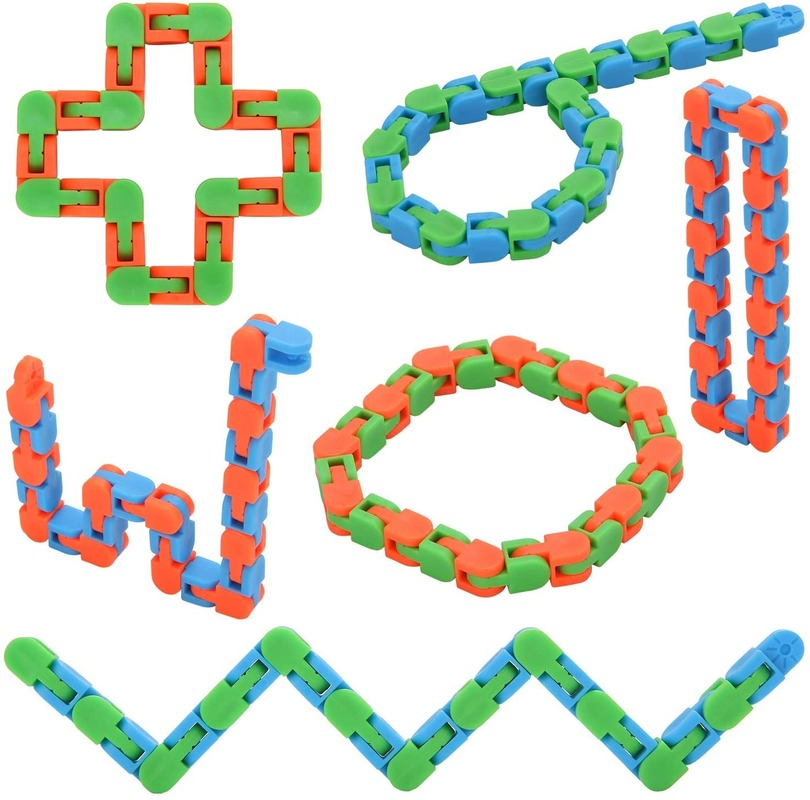 24 Links Wacky Tracks Snap and Click Toys/ Multicolor Chain Classic Snake Puzzle Sensory Toys/ Fidget Toy Stress Relief/ Children's Day Gifts Educational Toys