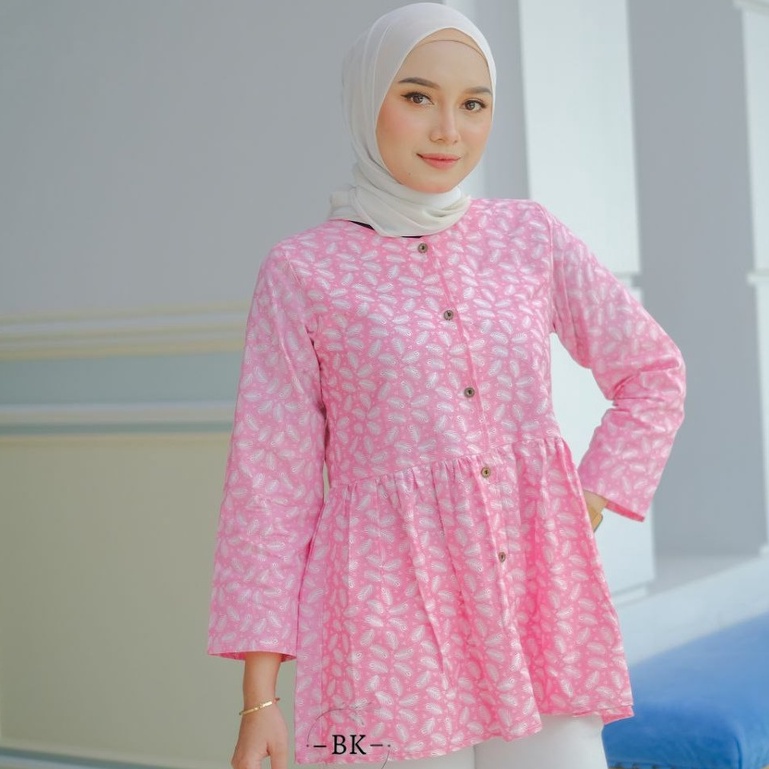 Atasan Batik Wanita Model Terbaru Baju Modern Bahan Katun Warna Pastel Soft Pink