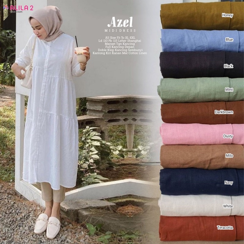 Azel midi dress putih polos mewah elegan. Dress midi remaja original by Alila