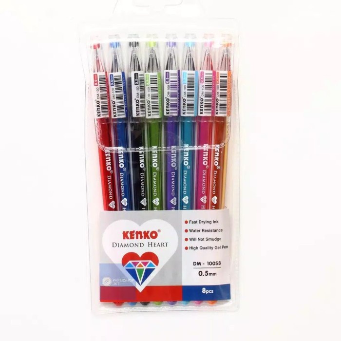 

Lucu Pulpen Gel Kenko Diamond Heart Dm-100S8 8 Warna Set Hot Sale