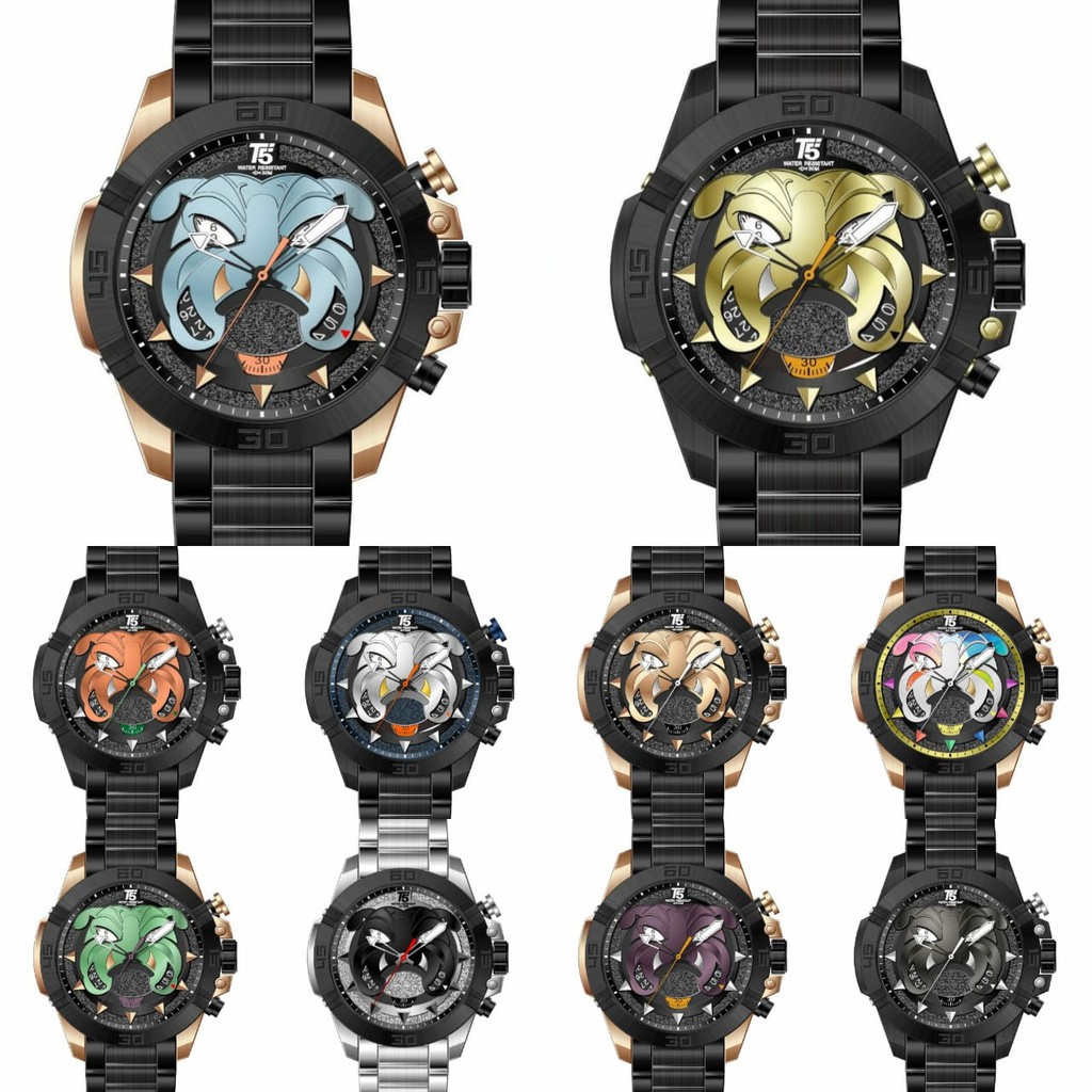 PENGIRIMAN INSTANT -- Jam Tangan PRIA T5 H 3736 bulldog lovers rantai water resist original