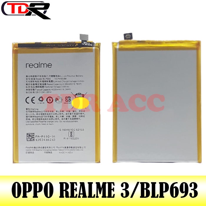 Batre - batrai - Baterai - Battery REALME 3/BLP693 - full cell double ic - 99