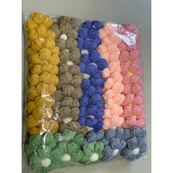 Bunga rajut puff 6cm warna bisa request