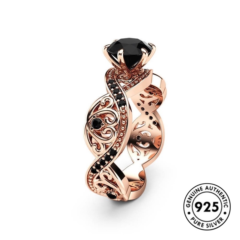 Cincin Sterling Silver 925 Dengan Batu Permata Warna Rose Gold Untuk Wanita Ruby