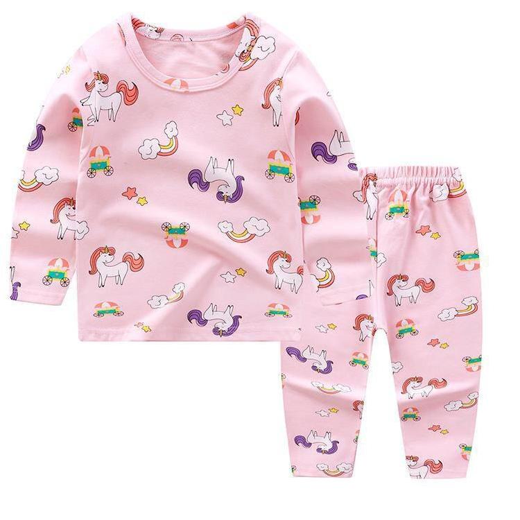 Goblin♛ PB026  Set Baju Jumper Anak Piyama Pakaian Tidur Fashion Celana Lengan Panjang Import U6S8