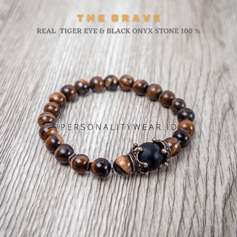 Gelang Pria Wanita Dewasa Keren Hitam Simple Terbaru Batu Akik Kristal Tiger Eye dan Black Onyx ASLI ORIGINAL