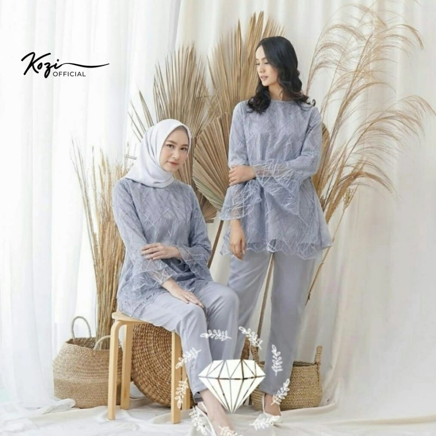 Setelan Celana Kunfayakun / Setelan Tunik Brukat Muslimah / Baju Kondangan