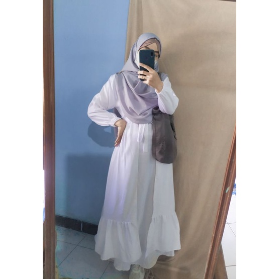 gamis putih / gamis putih rompi / gamis rompi / gamis cantik
