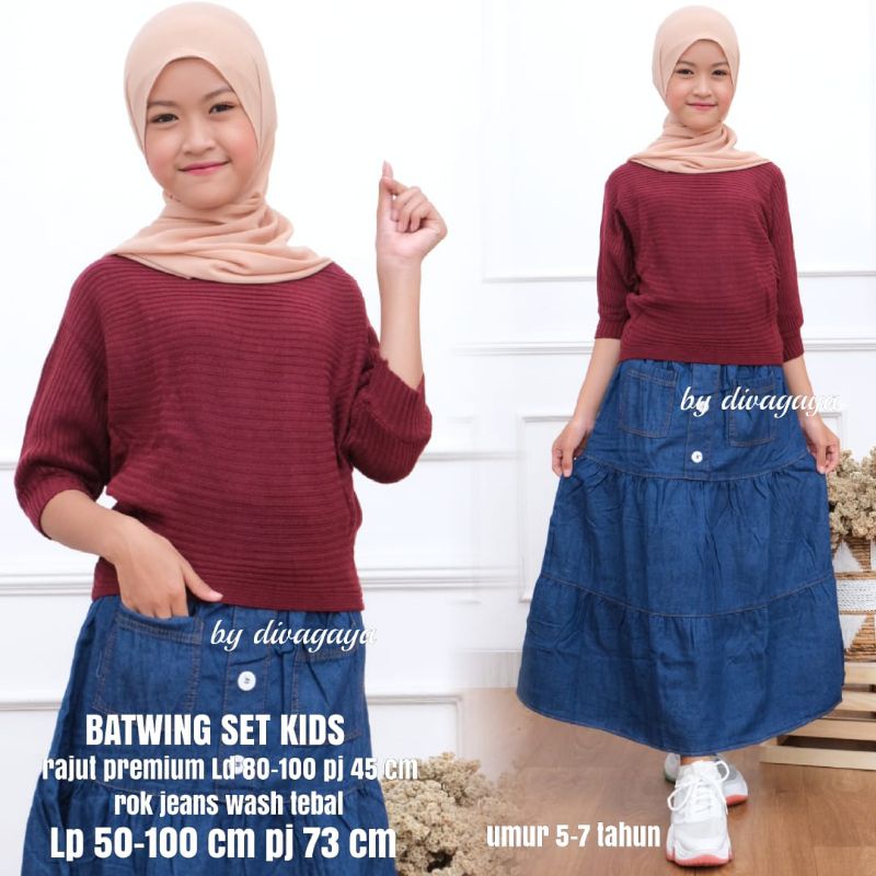 SETELAN BATWIN ROK JEANS ANAK UMUR 5-7 TAHUN