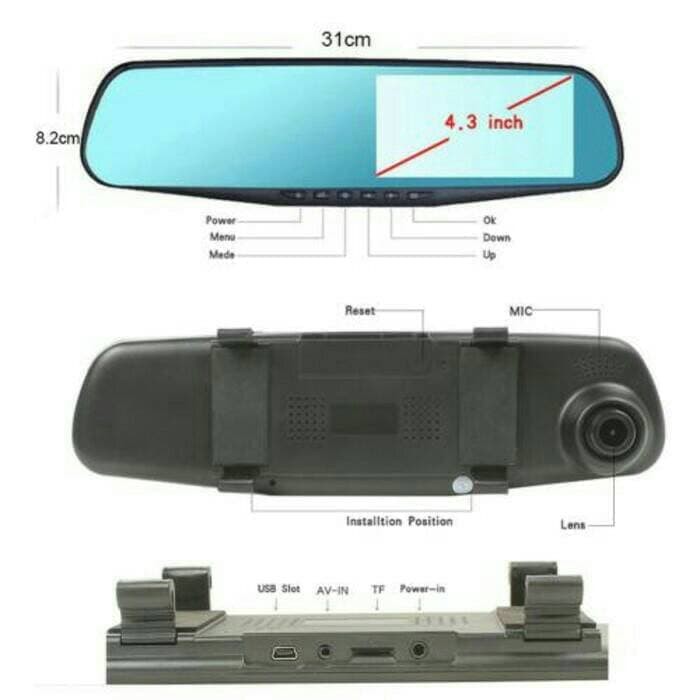 CAR CAM BLACKBOX MIRROR D21 2CAM KAMERA MOBIL