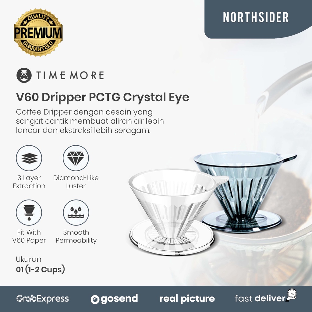 TIMEMORE COFFEE DRIPPER KOPI 01 &amp; 02 | PCTG CRYSTAL EYE