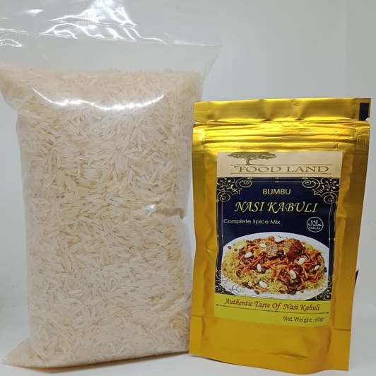 

PAKET NASI KEBULI ( BERAS BASMATI 1 KG + FOODLAND BUMBU INSTANT KEBULI 1 )