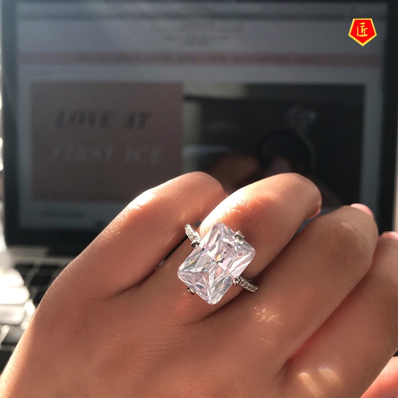 [Ready Stock]Fashion Exaggerated Square Diamond Ring