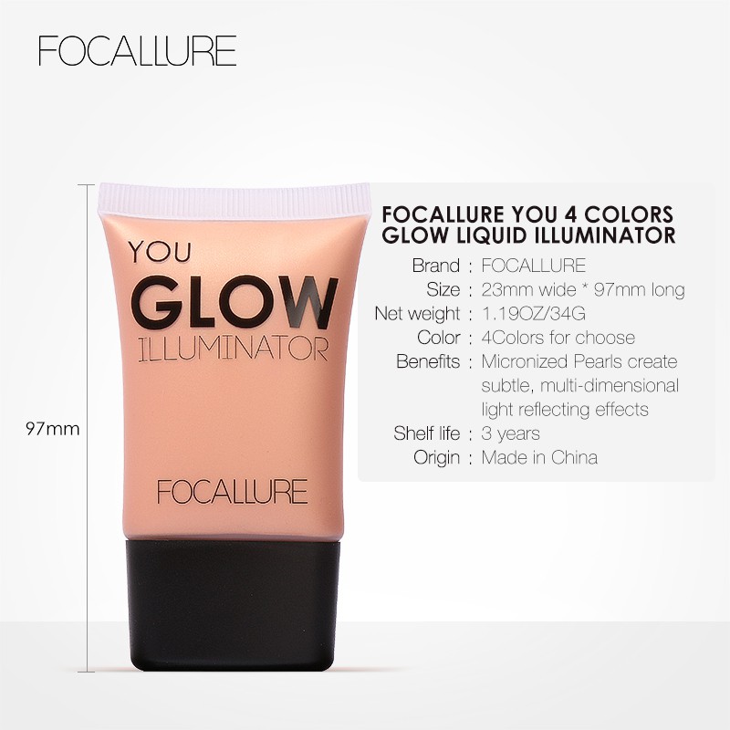 FA33 FOCALLURE Skin Glow Highlight Liquid Brighten Cream 4 Colors