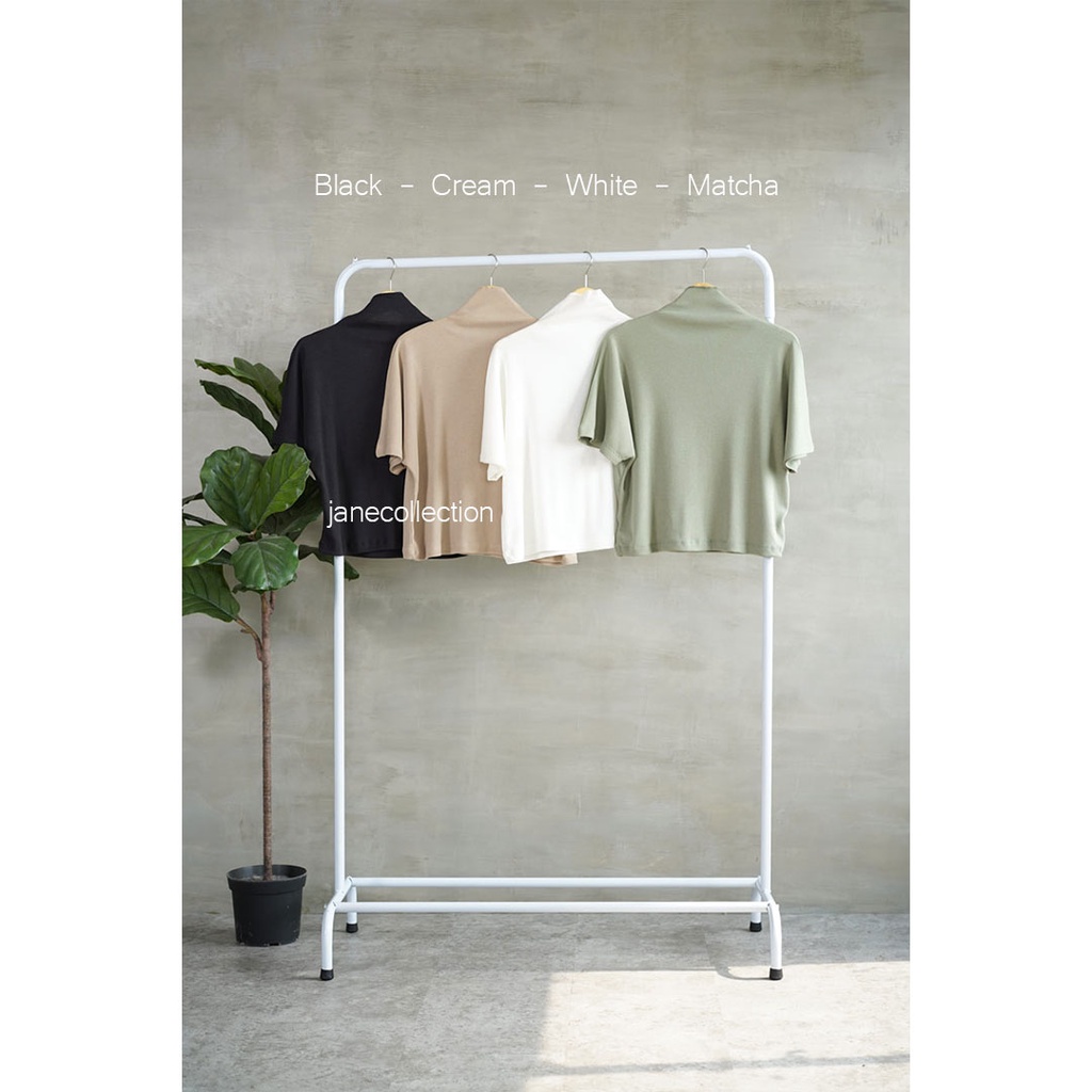 JANE COLLECTION || Atasan Wanita Rajut Putih Oversize XXL Blouse Bigsize Knit Echa Turtleneck Top Hitam Baju Casual Cewek Korea Turtle Neck Leher Tinggi Matcha Krem Abu Abu