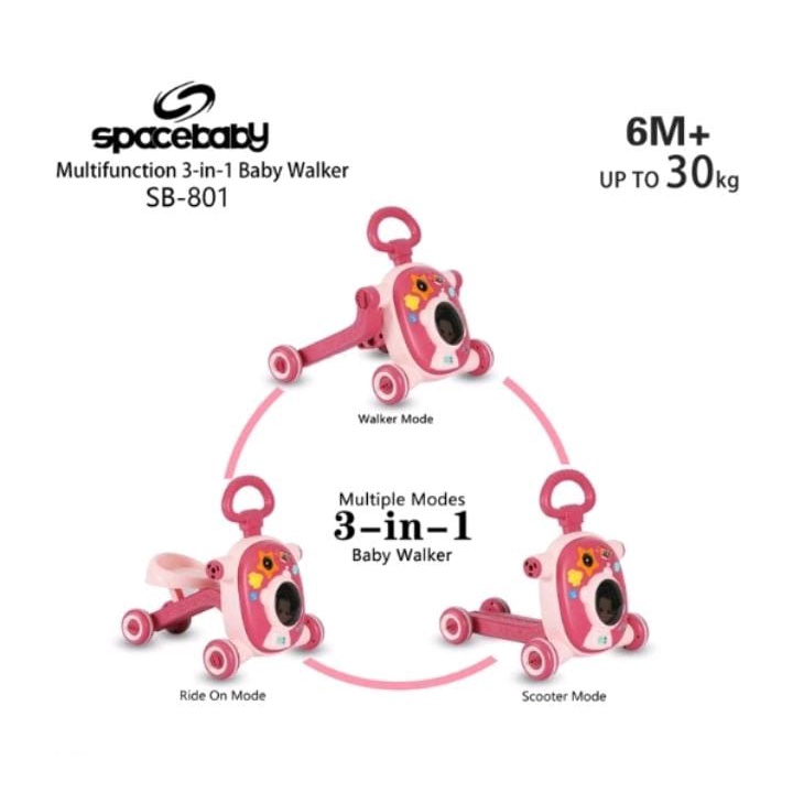SPACE BABY WALKER 3 IN 1 WALKER MAINAN BAYI DORONG BELAJAR JALAN BABY PUSH WALKER SB 801