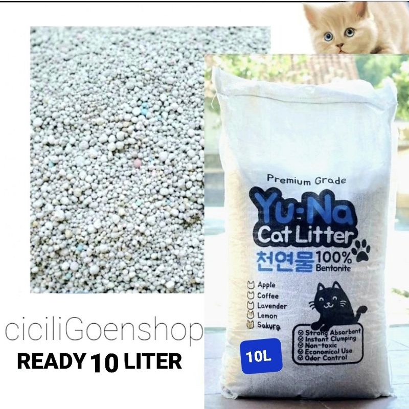 Pasir kucing wangi gumpal 10 liter Merk Yu-Na cat litter premium Timo