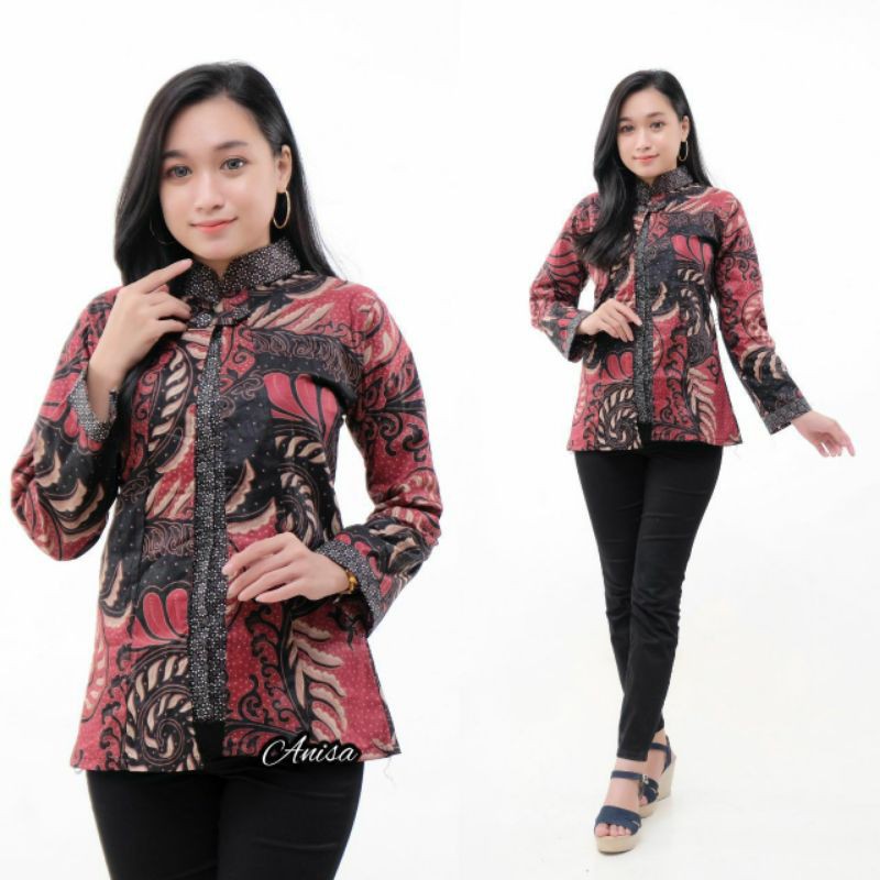 Batik wanita ASJ SA HRB026 Kenongo Kemeja Tosca Pendek-15. bolero puser mrh