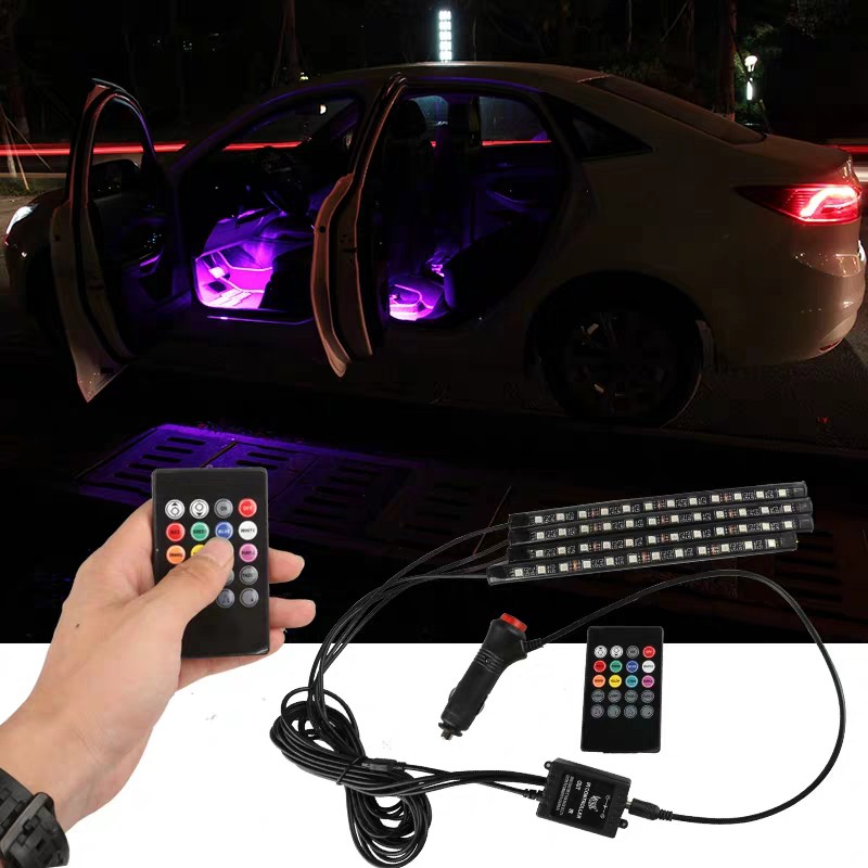[BEST SELLER] 4 PCS LAMPU LED KOLONG MOBIL DGN SENSOR SUARA MUSIK + REMOTE CONTROL ORIGINAL PREMIUM