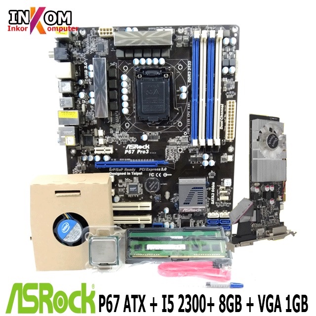 Paket Mainboard Mobo Motherboard P67 ATX Dengan Processor i5