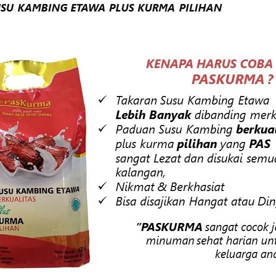 

Hot Sale - Bisa Paskurma Etawaku Plus Kurma 3x Atasi Masalah Pernafasan isi 10 sachet - Susu Kambing Etawa plus Kurma Tingkatkan Daya Tahan & Imunitas Tubuh