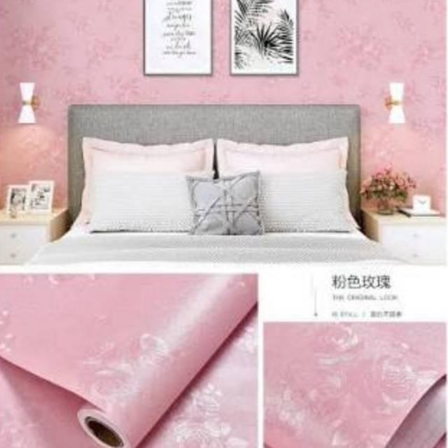 Wallpaper Dinding Embos Pink