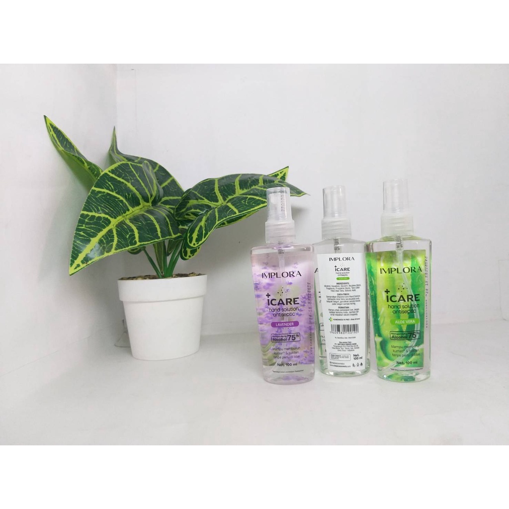 Hand Sanitizer Spray Implora Icare Hand Solution Antiseptic Semprot Lavender/AloeVera 100 ml Aroma Harum