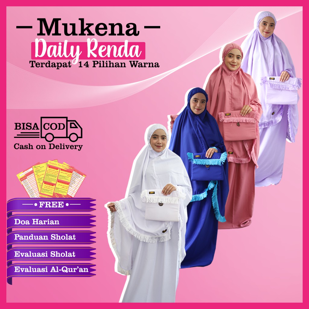 Mukena Mukenah Dewasa Remaja Terbaru 2021 Polos  Renda Jumbo  Premium Bahan Adem | Mukena Fringe