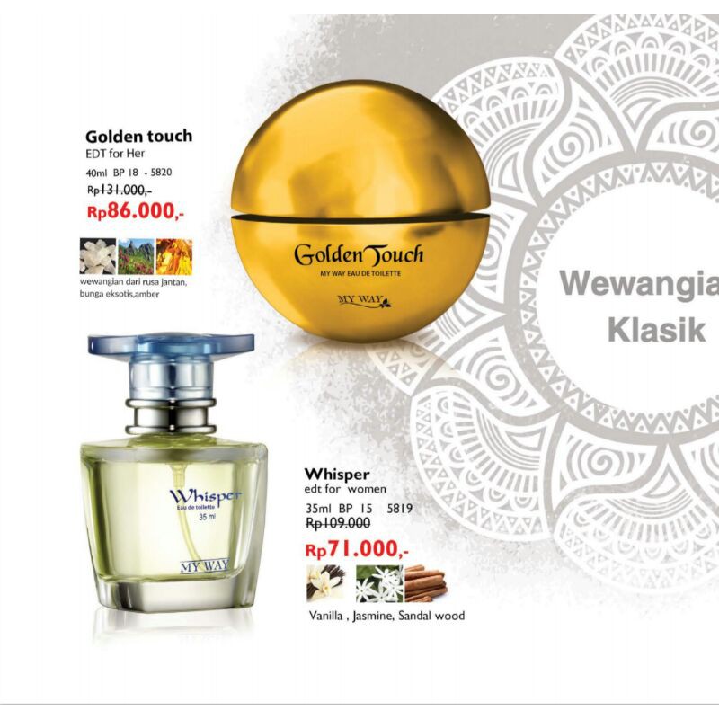 My way Golden touch Parfum Minyak wangi untuk wanita wangi dari rusa jantan dan bunga eksotis,amber.