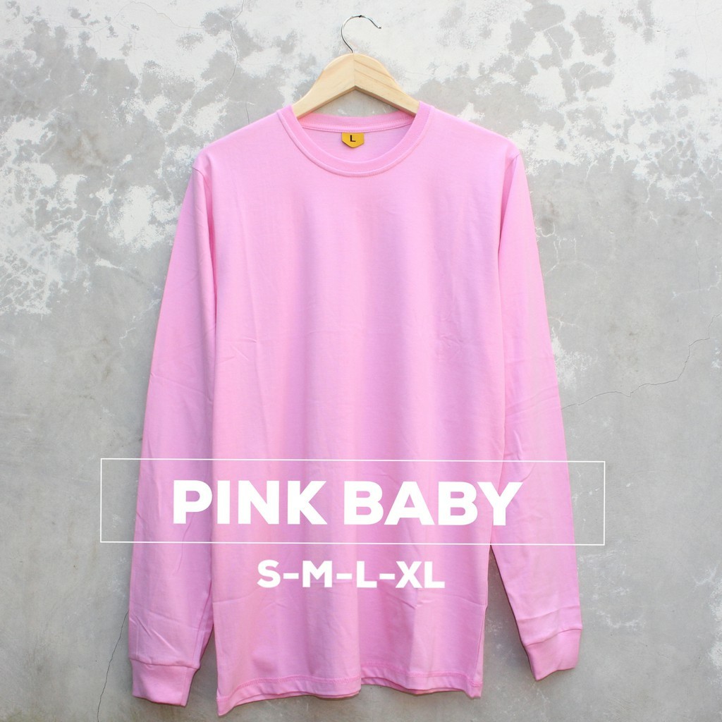 Kaos Lengan Panjang Karet Polos Pink Baby Bahan Cotton Kaos Lengan Panjang Karet Polos Pink Baby Bahan Cotton