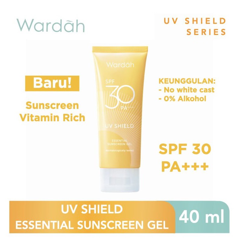 SUNSCREEN Gel WARDAH UV Shield Essential SPF 30 PA++ (Kuning) 40ml - Skincare Sunblok Sunblock Wajah