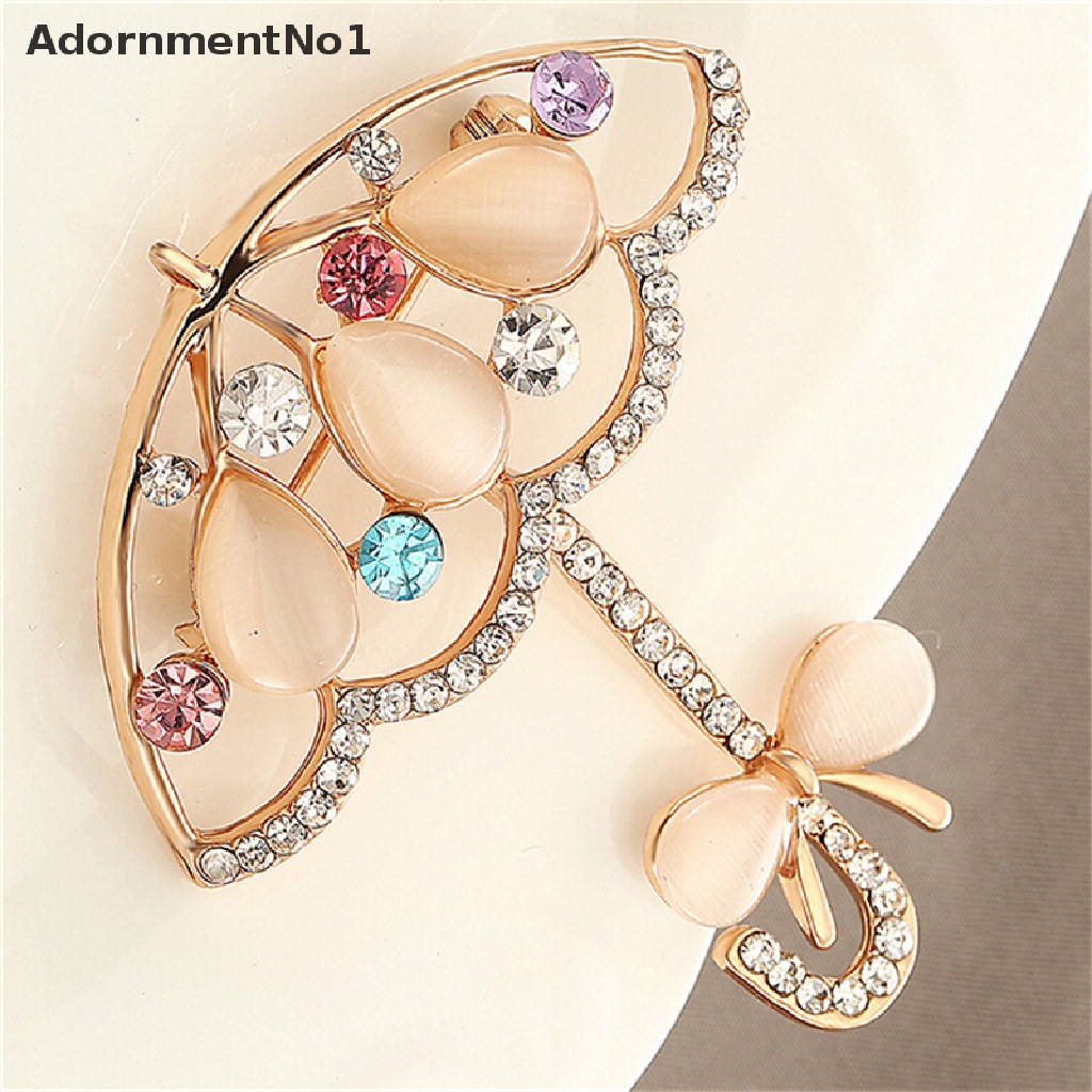 (AdornmentNo1) Bros Pin Bentuk Payung Aksen Opal + Berlian Imitasi Gaya Korea Untuk Wanita