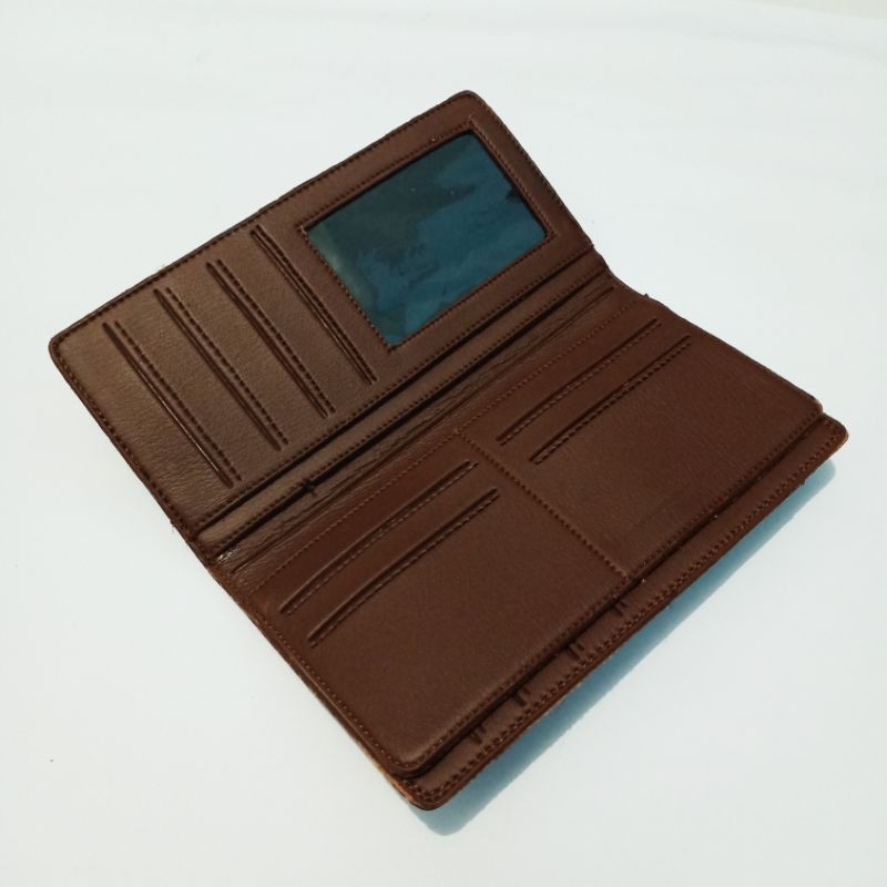 dompet pria semi kulit panjang polos coklat tua AMT02