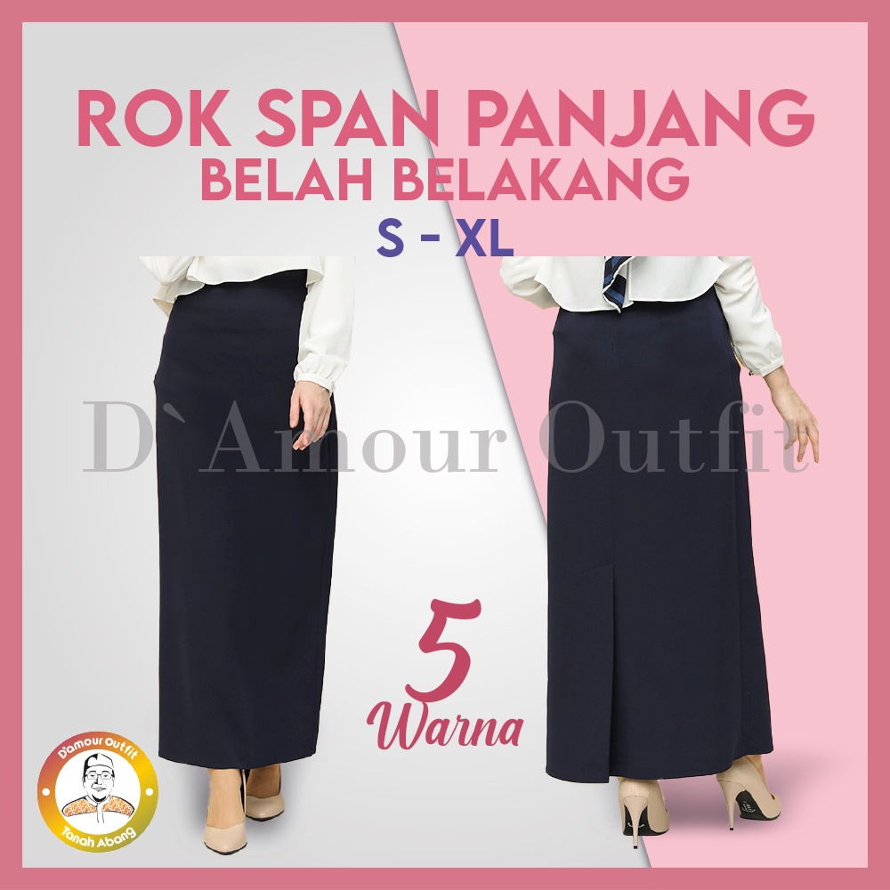 New | Rok Span Kerja Wanita Formal Resleting Belah Belakang Kantoran Wisuda Sekolah Hitam Bahan Woll Gabardine Standar Jumbo Size S - XXXXXL