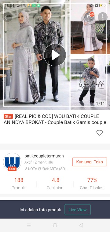 [real Pic & Cod] Wou Batik Couple Anindya Brokat - Couple Batik Gamis Couple Sarimbit Brokat - Kg084